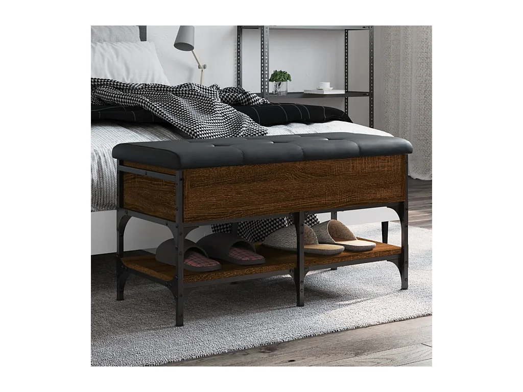 Schoenenbank bruin eiken 82x42x45 cm bewerkt hout