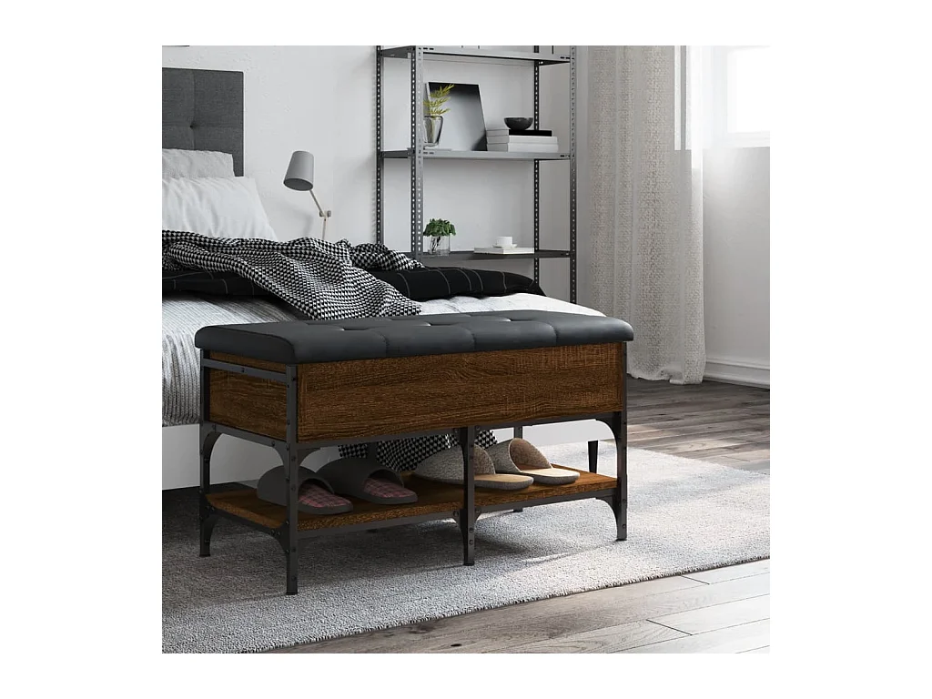 Schoenenbank bruin eiken 82x42x45 cm bewerkt hout