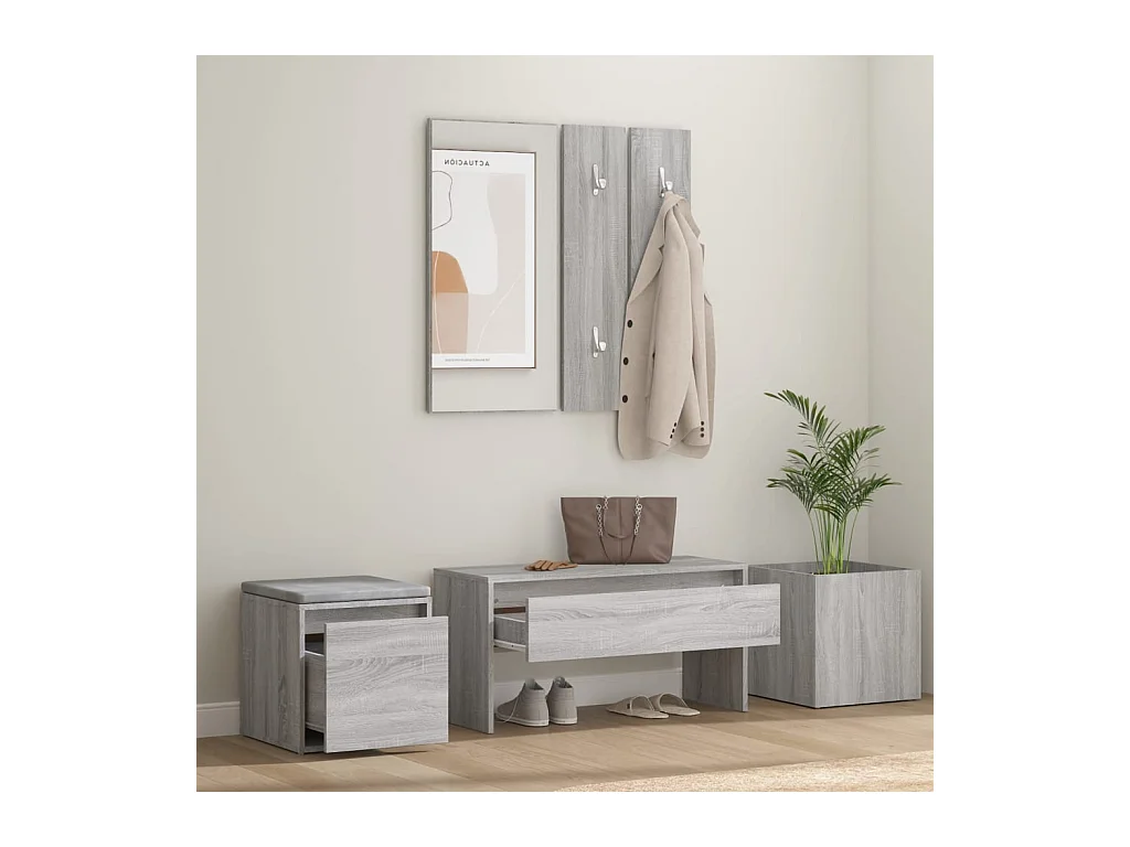 Flurmöbel-Set Sonoma Grau, Holzwerkstoff