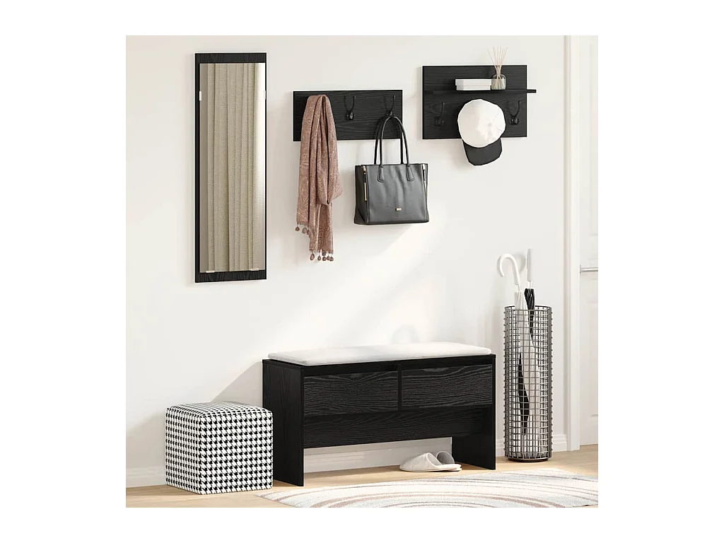 Set de meubles d'entrée 4 pièces en bois noir