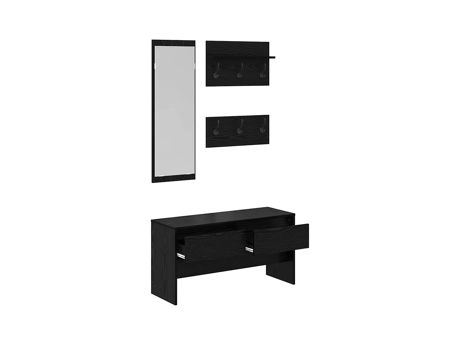 Set de meubles d'entrée 4 pièces en bois noir