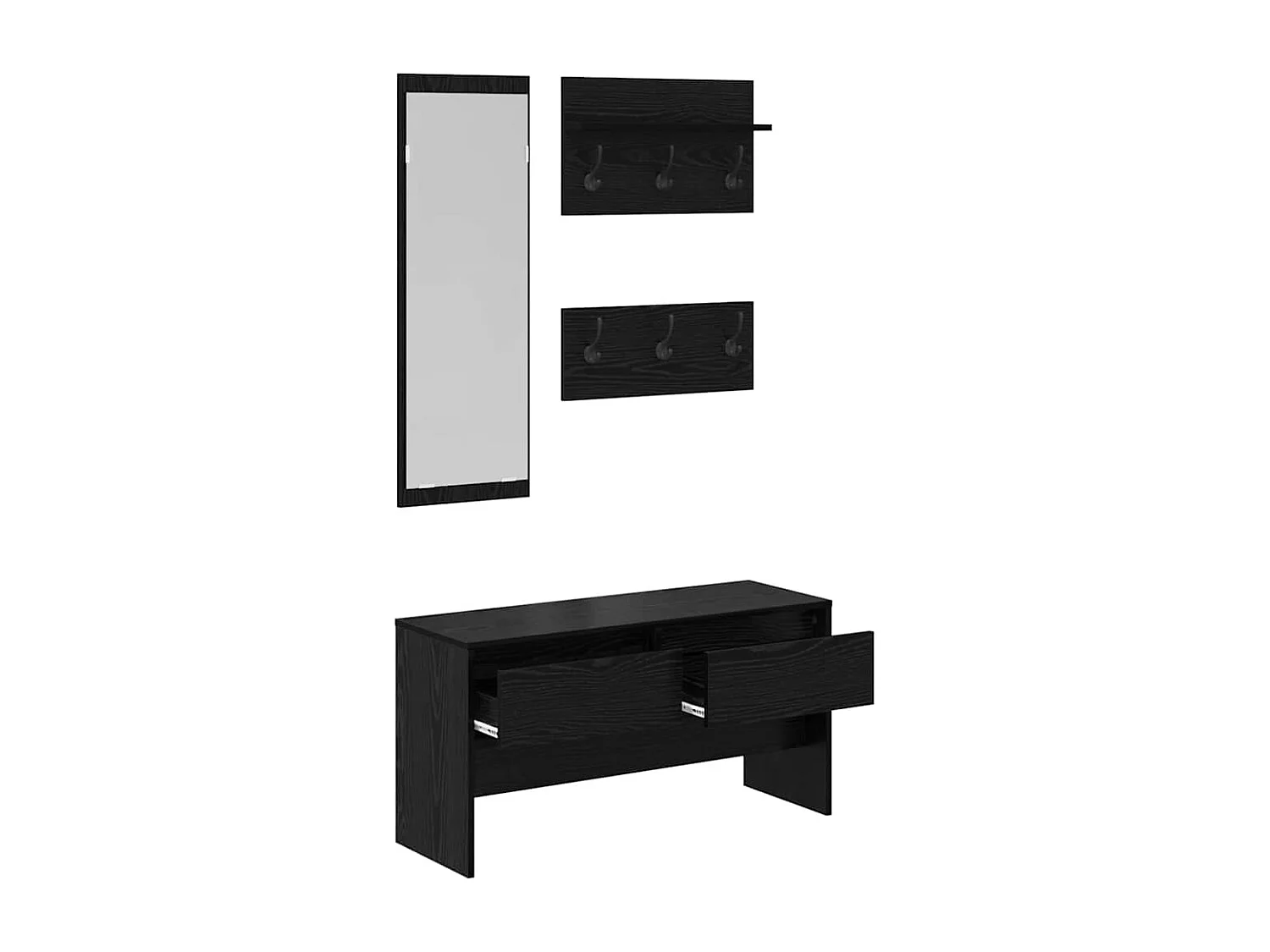 Set de meubles d'entrée 4 pièces en bois noir