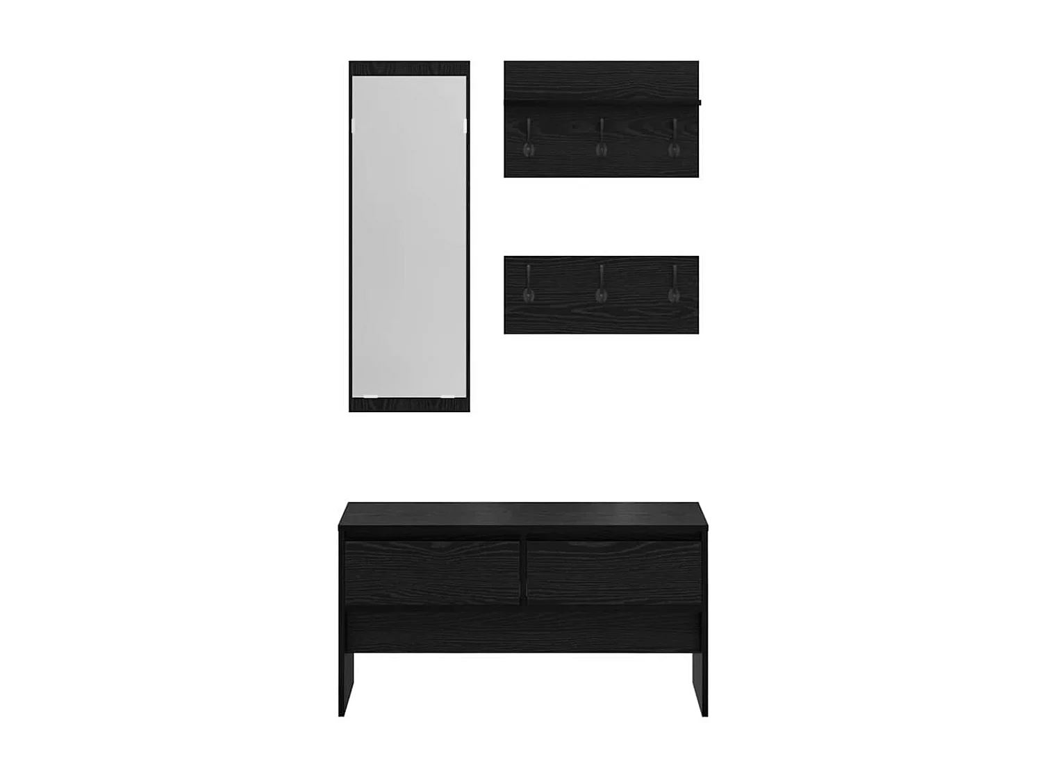 Set de meubles d'entrée 4 pièces en bois noir