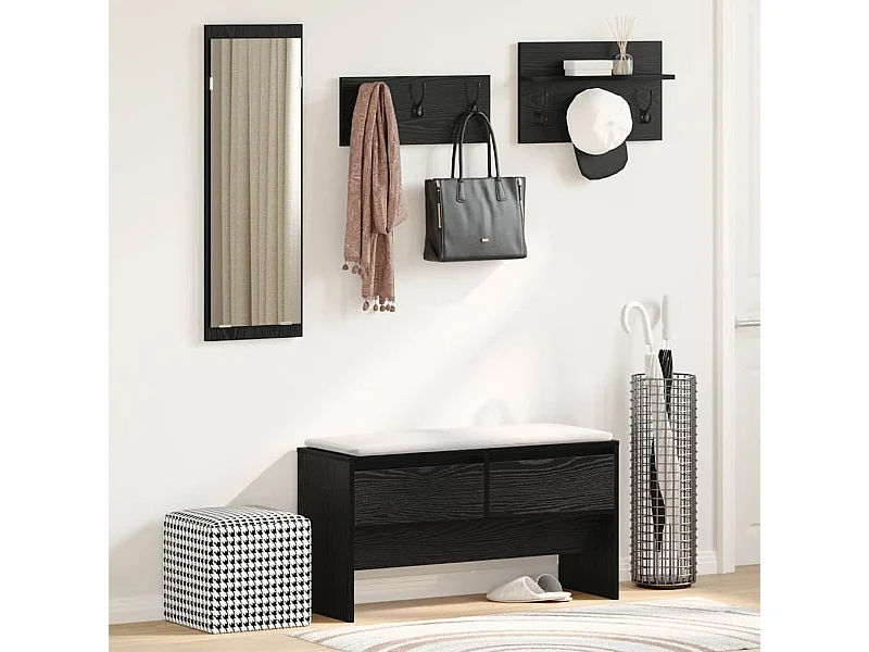 Set de meubles d'entrée 4 pièces en bois noir