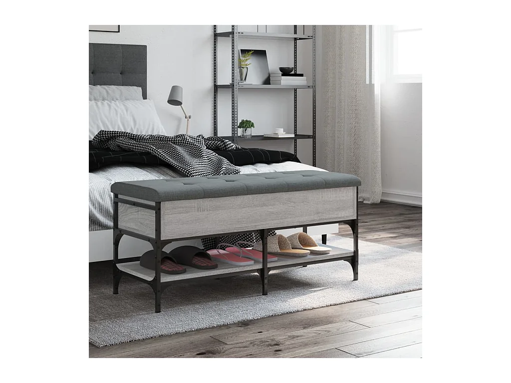 Sonoma graue Schuhbank 102x42x45 cm Holzwerkstoff
