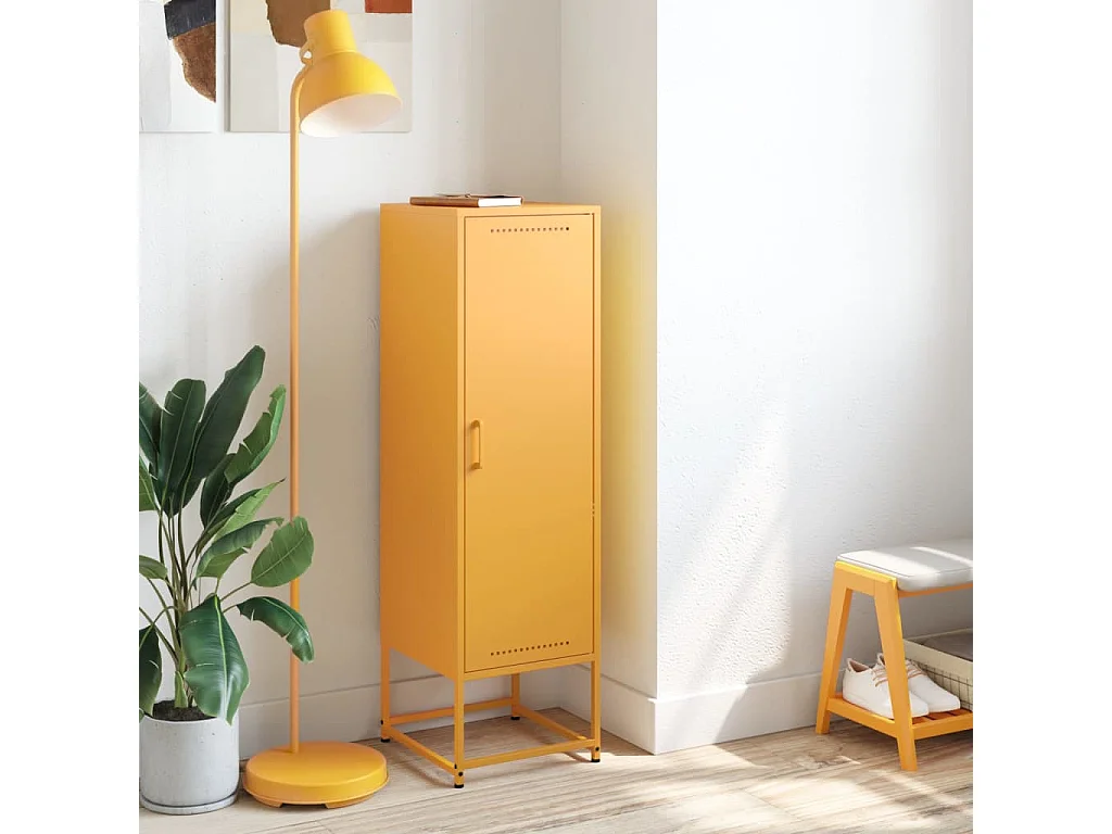 Mosterdgeel dressoir 36x39x123 cm staal