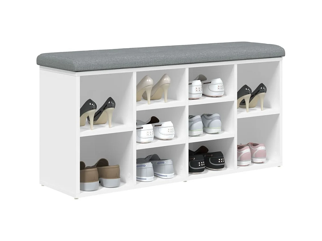 Panca portascarpe bianca 102x32x50 cm in legno ingegnerizzato