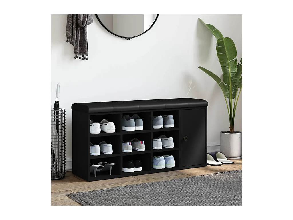 Panca portascarpe nera 102x32x50 cm in legno ingegnerizzato