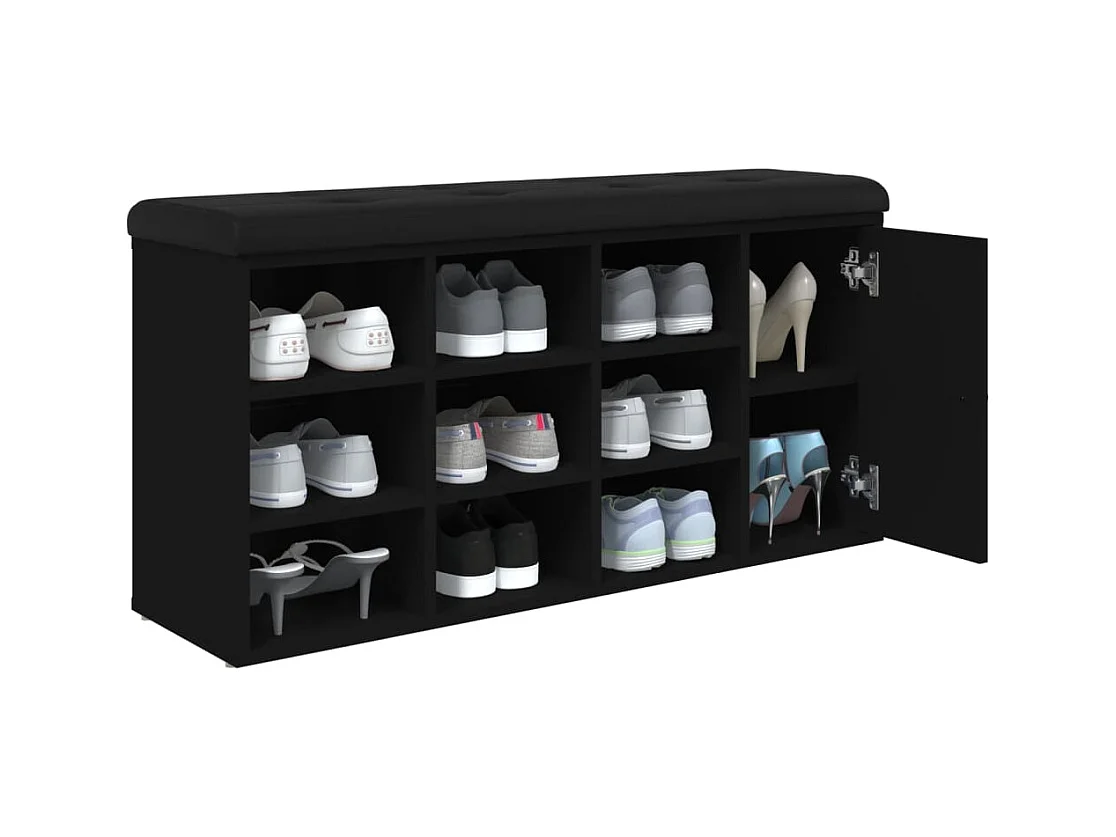 Panca portascarpe nera 102x32x50 cm in legno ingegnerizzato