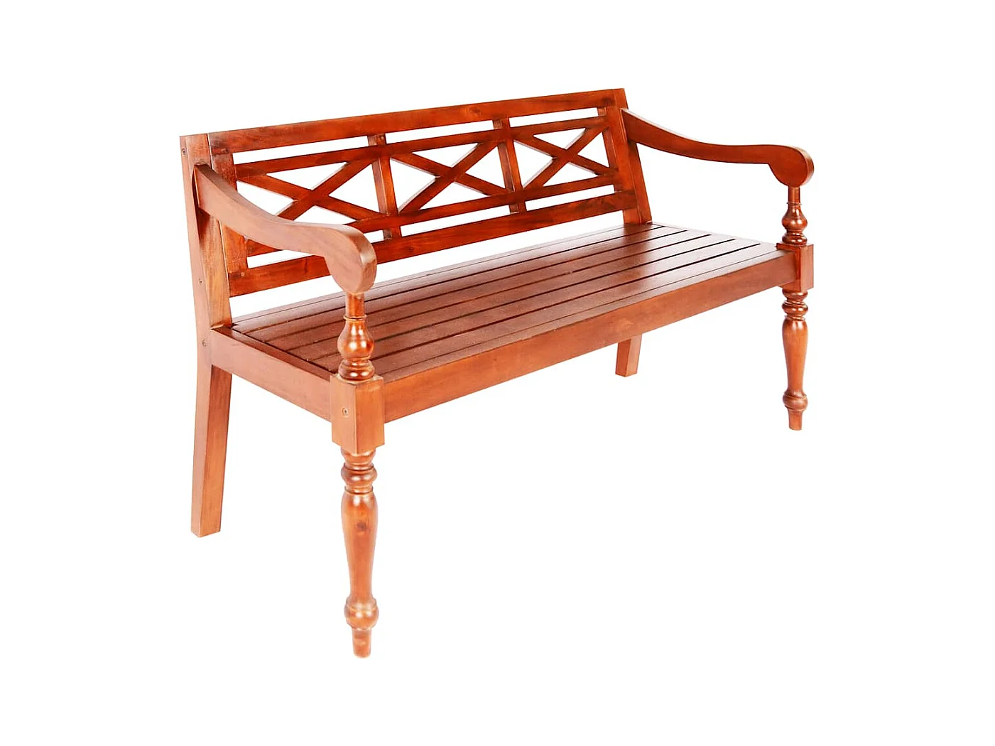 Panca Batavia 123 cm in legno massello di mogano marrone scuro