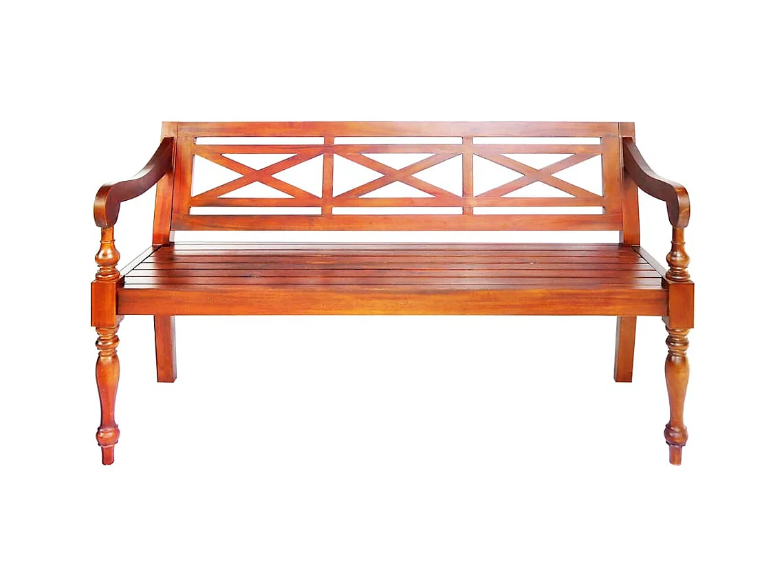 Panca Batavia 123 cm in legno massello di mogano marrone scuro