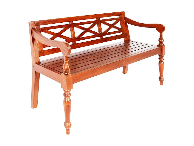 Panca Batavia 123 cm in legno massello di mogano marrone scuro