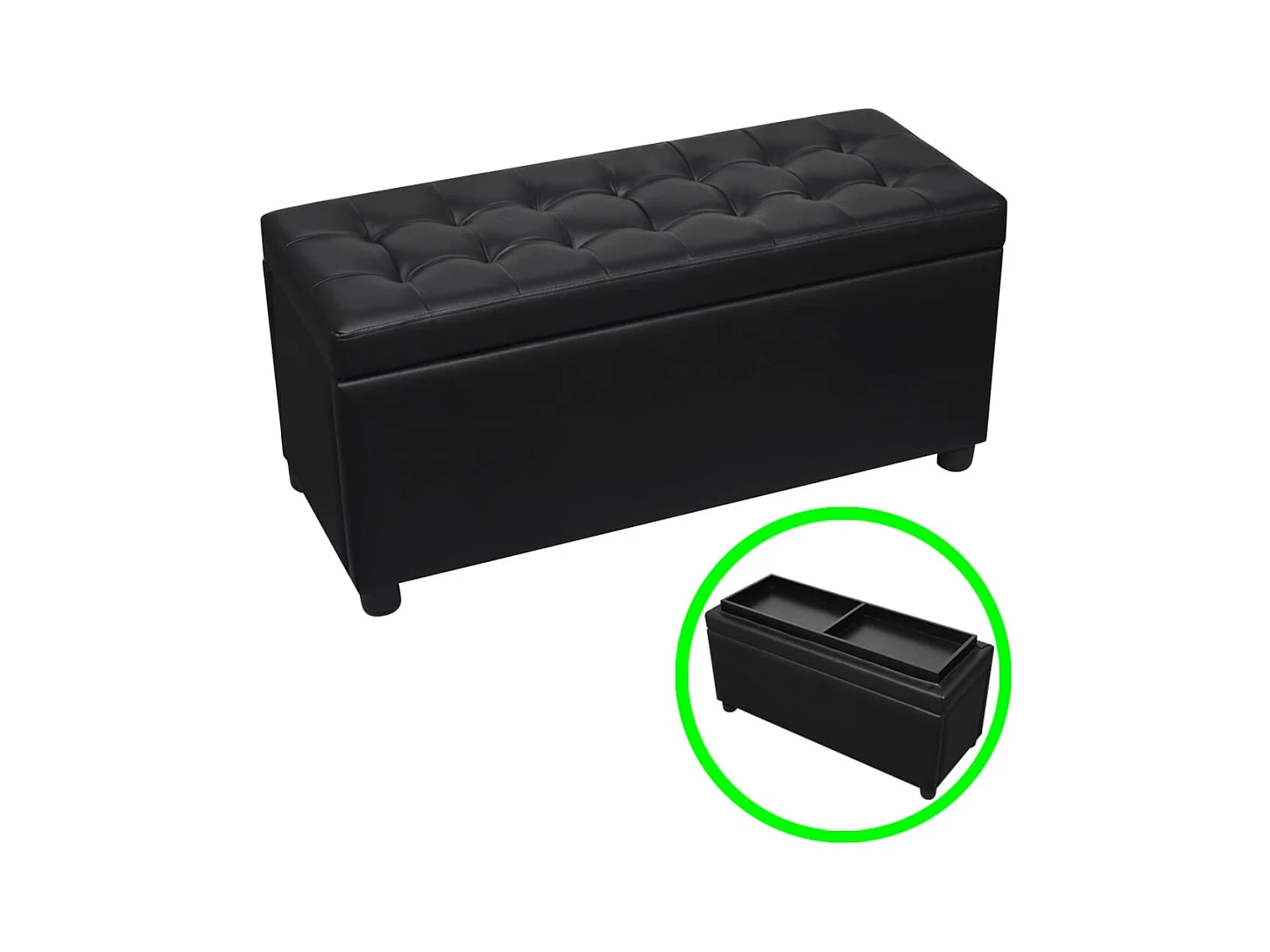 Pouf contenitore in pelle sintetica nera