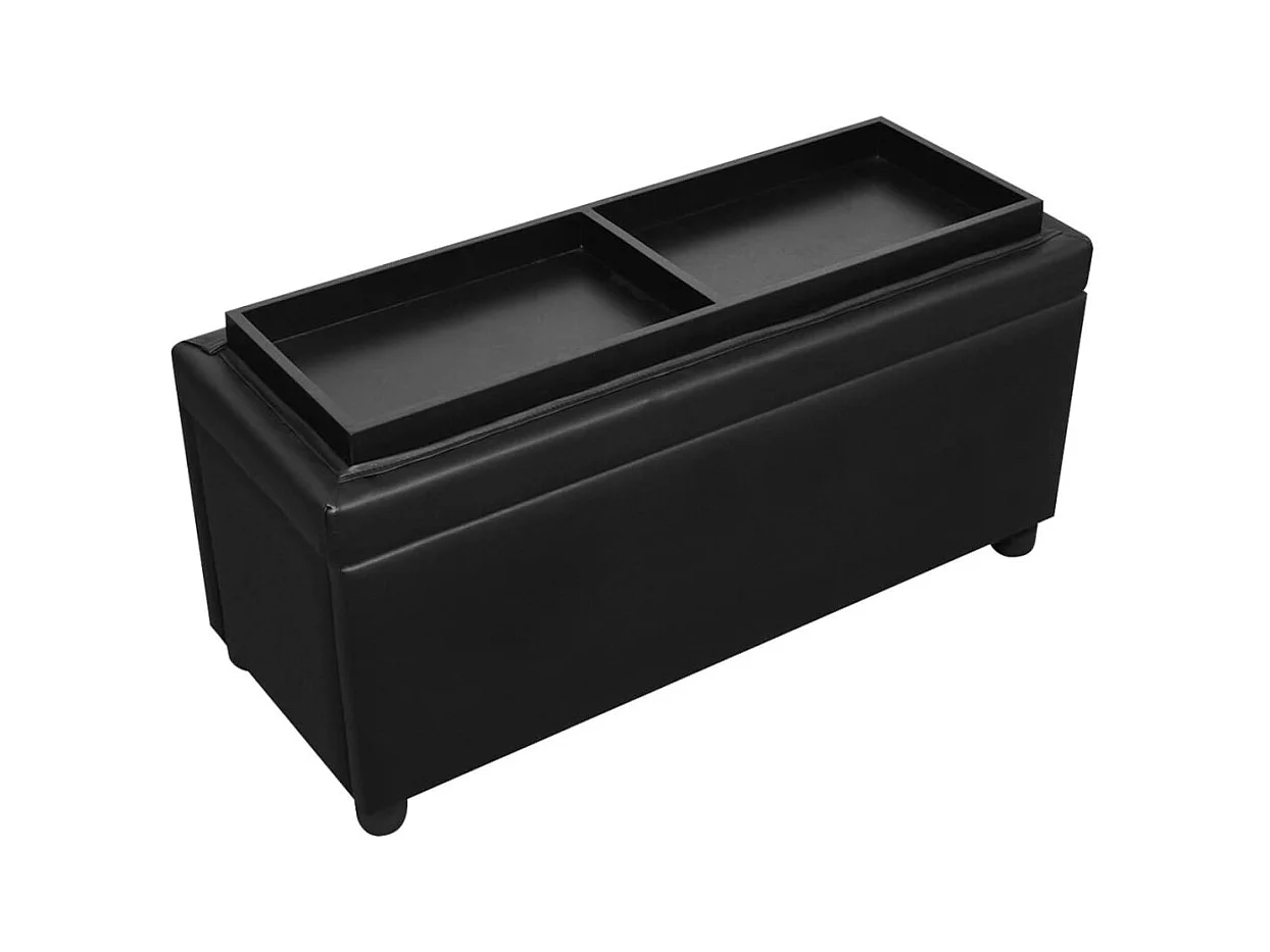 Pouf contenitore in pelle sintetica nera