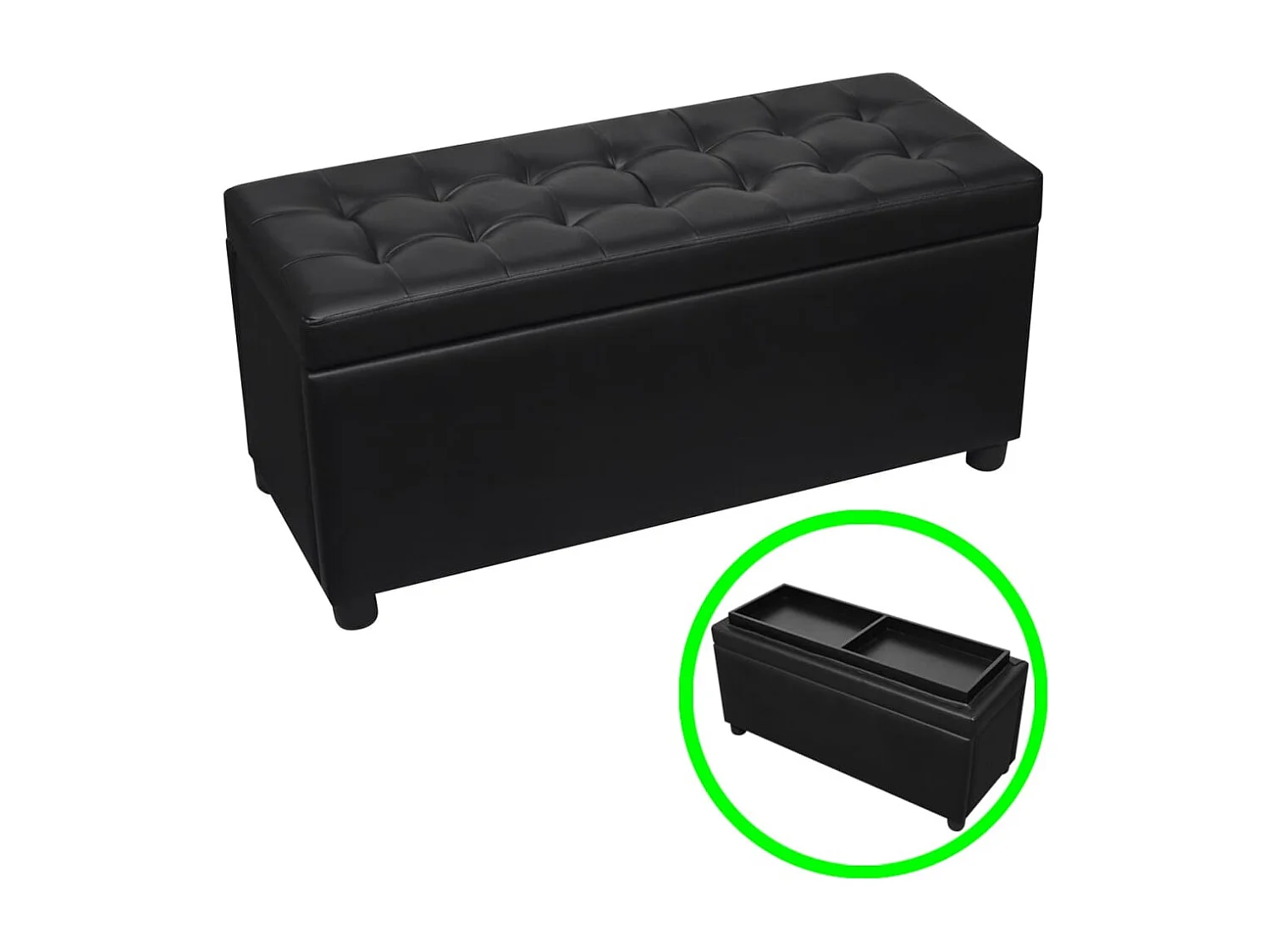 Pouf contenitore in pelle sintetica nera