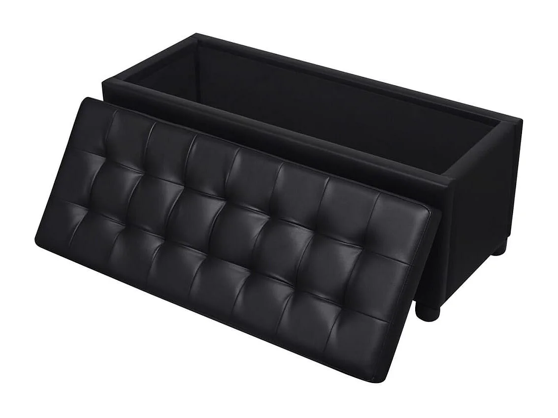 Pouf contenitore in pelle sintetica nera