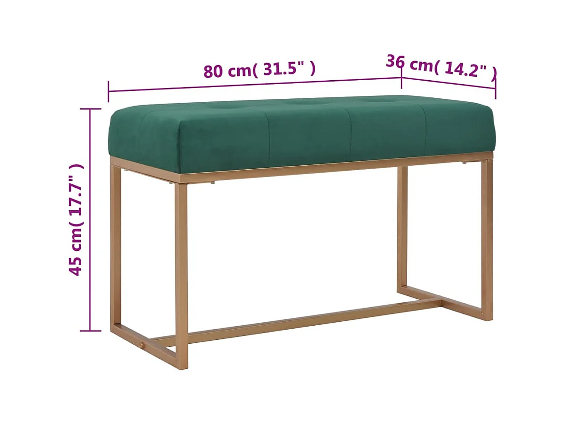 80 cm Groene Fluwelen Bank