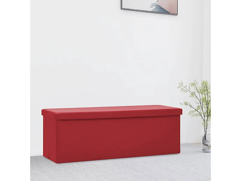 Banco de almacenaje plegable PVC rojo burdeos