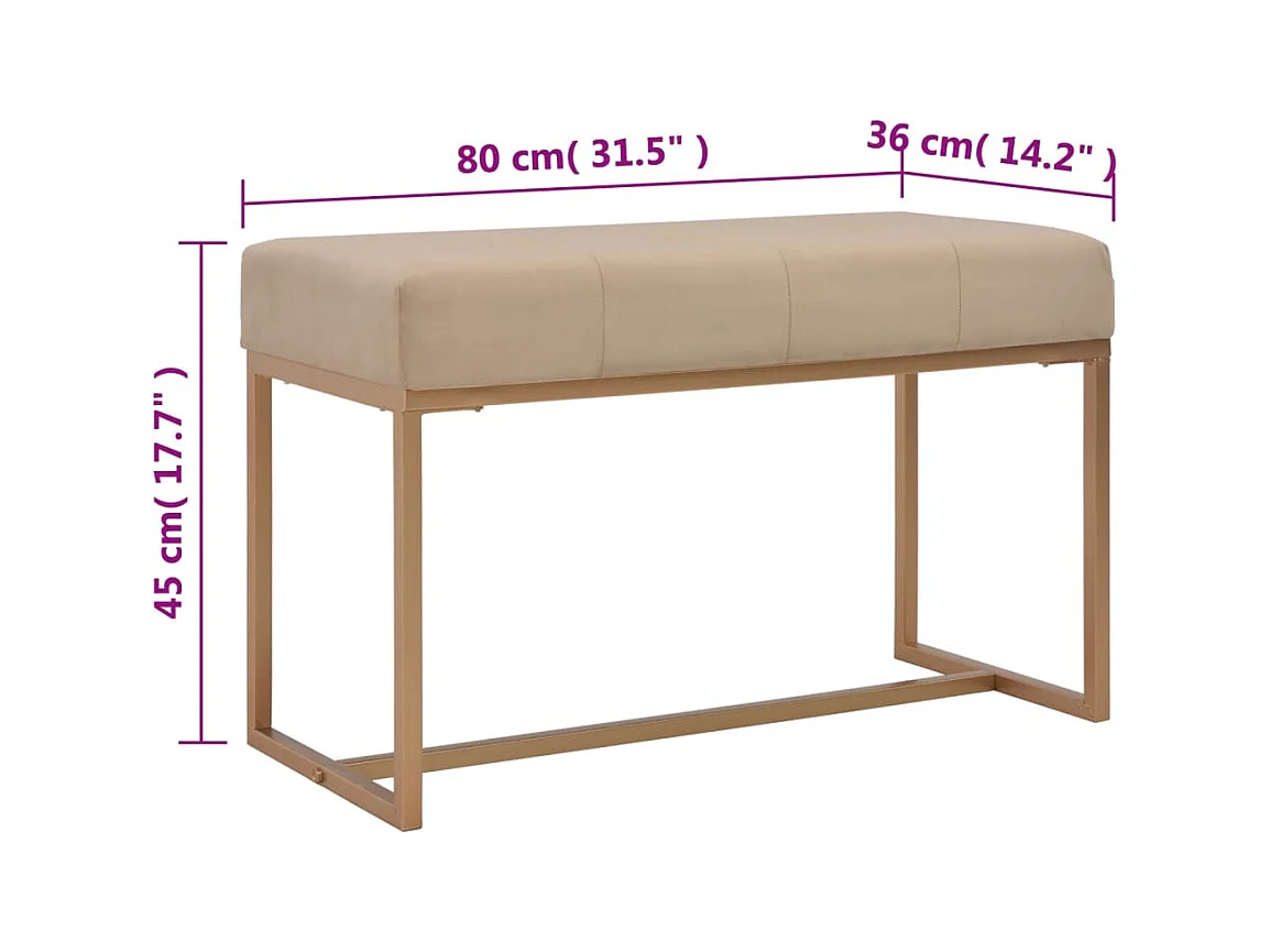 Banc d'entrée beige 80 cm velours