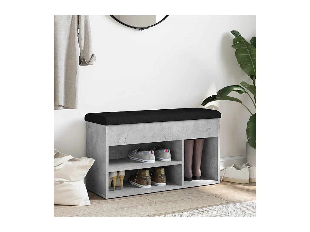Betongraue Schuhbank 82x32x45,5 cm Holzwerkstoff
