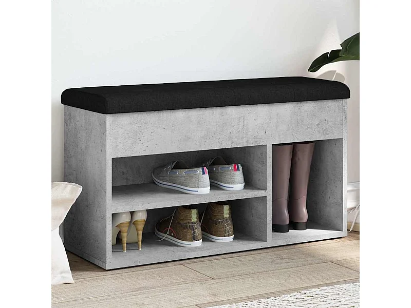 Panca portascarpe in cemento grigio 82x32x45,5 cm in legno ingegnerizzato