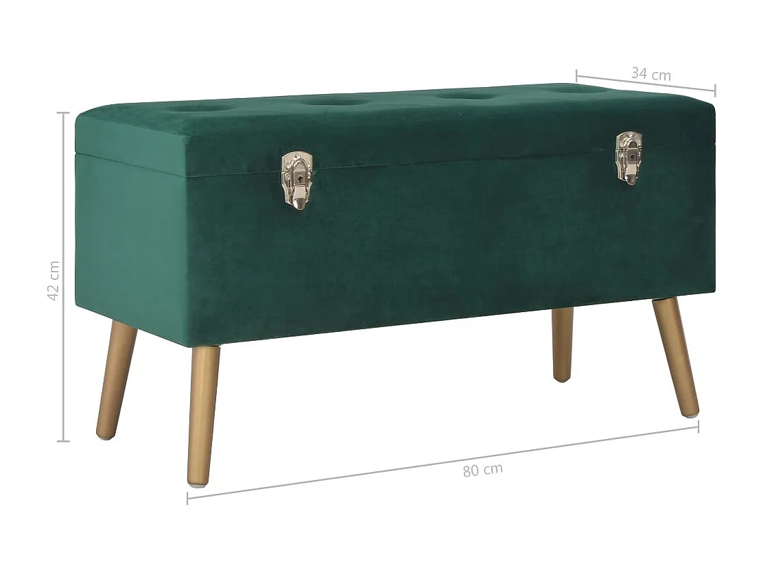 Panca con vano contenitore 80 cm Velluto Verde