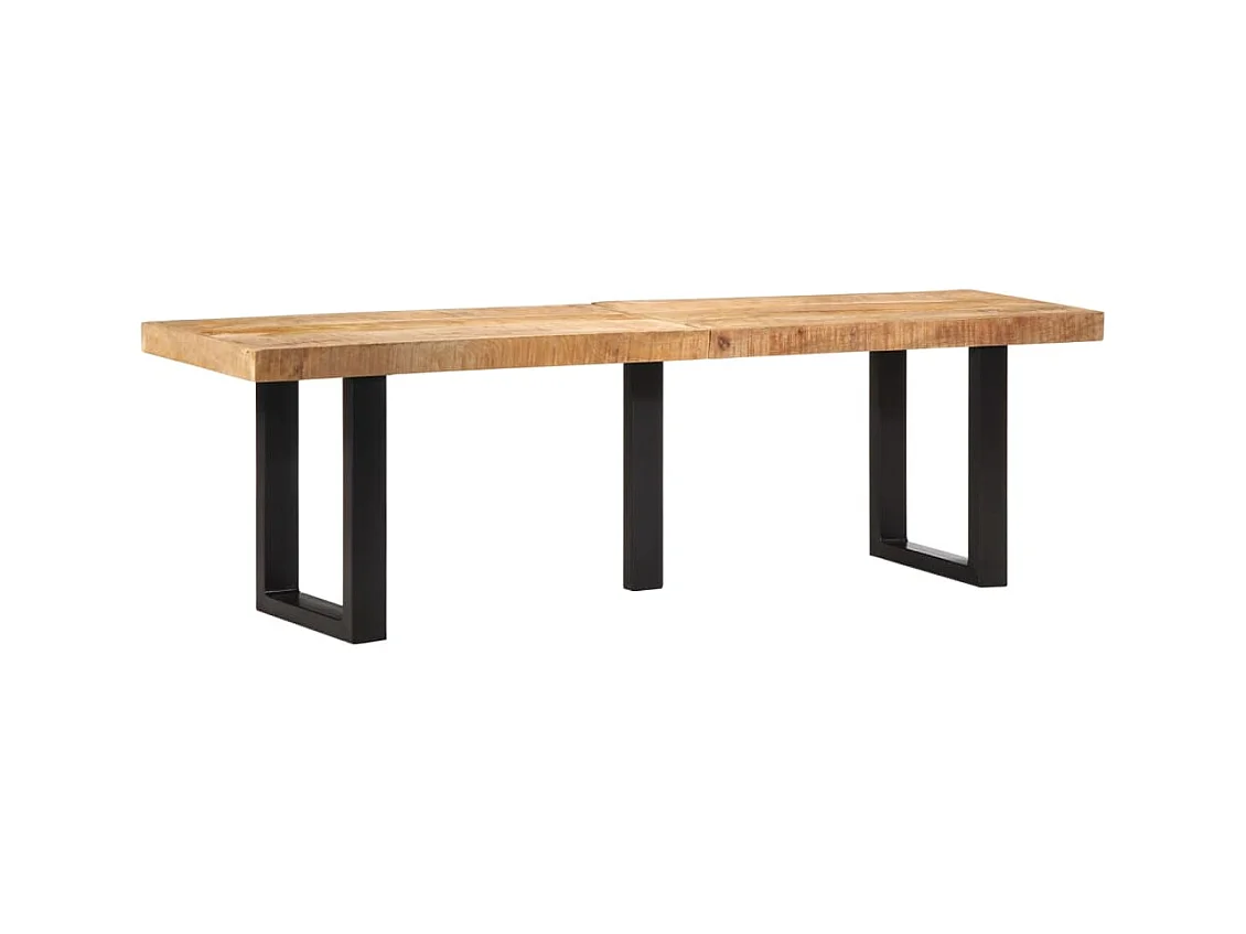 Banc 160 cm bois de manguier brut massif et acier