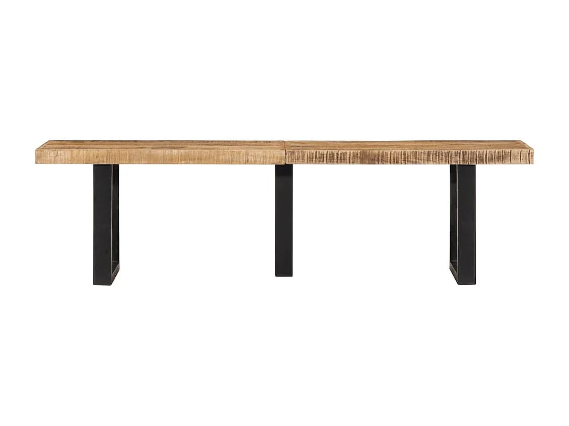 Banc 160 cm bois de manguier brut massif et acier