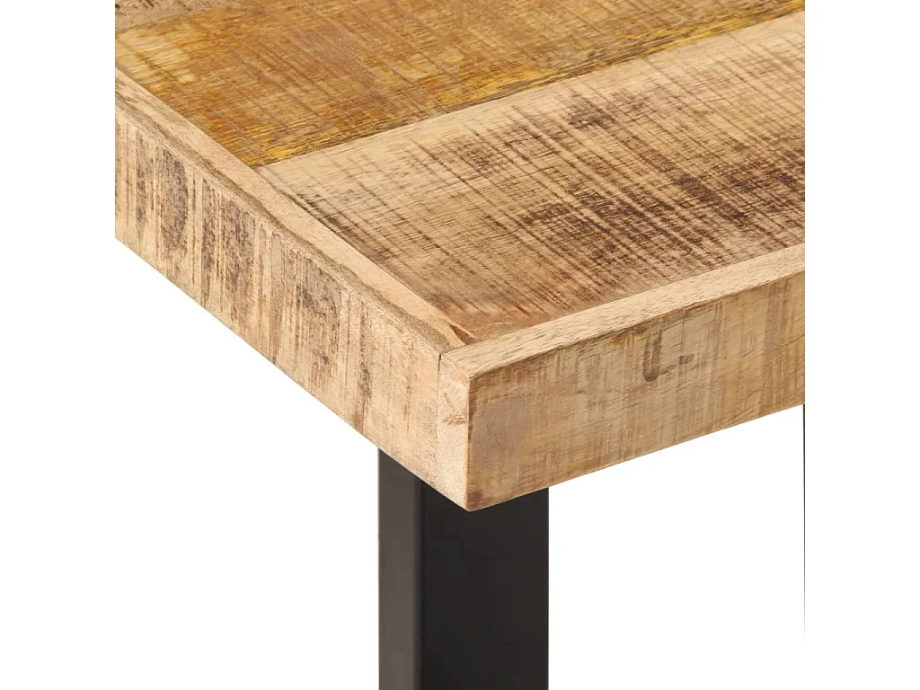 Banc 160 cm bois de manguier brut massif et acier