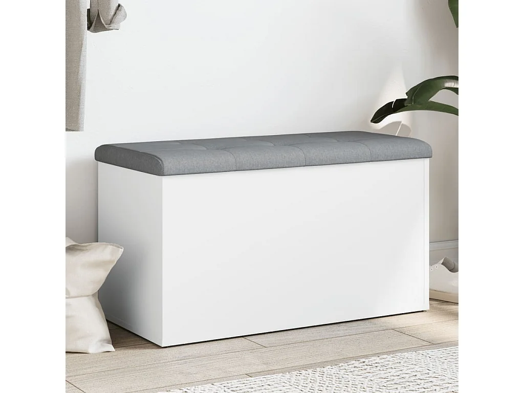 Panca contenitore bianca 82x42x45 cm in legno ingegnerizzato