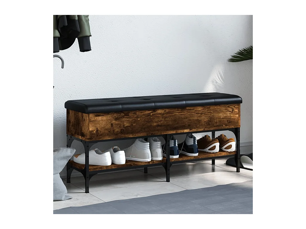 Banco zapatero roble ahumado 102x32x45 cm madera de ingeniería