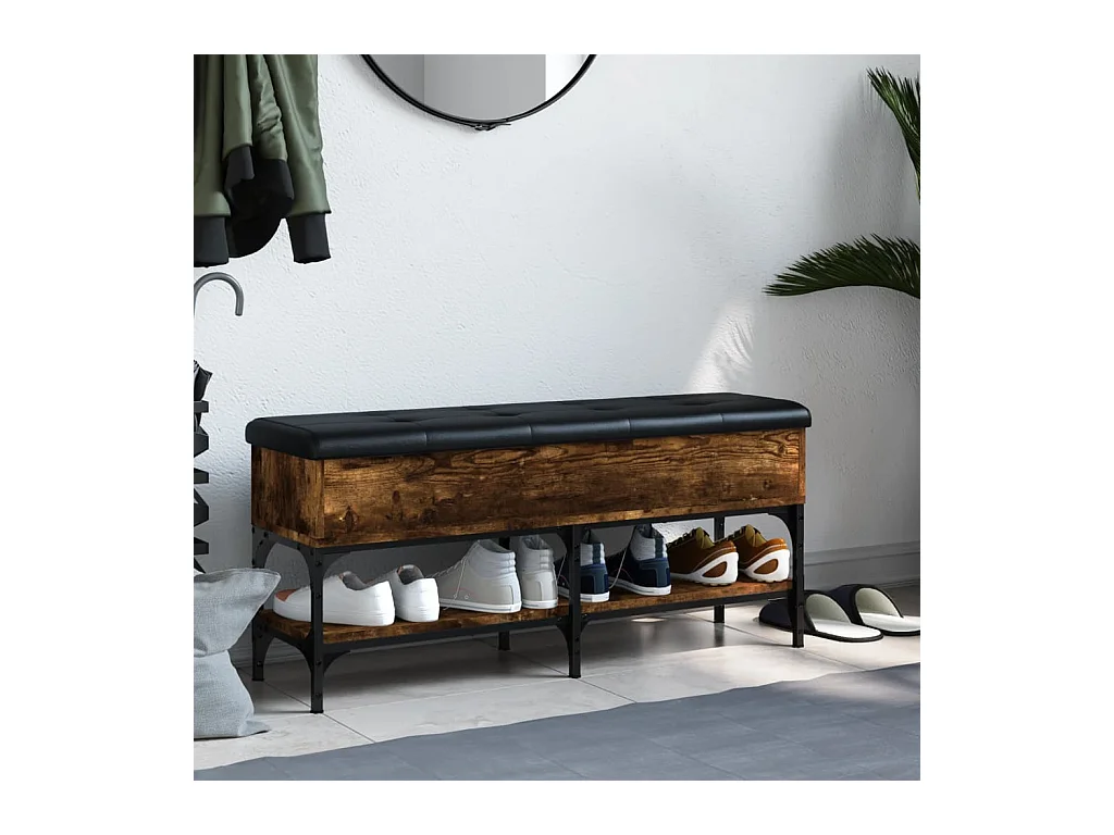 Banco zapatero roble ahumado 102x32x45 cm madera de ingeniería