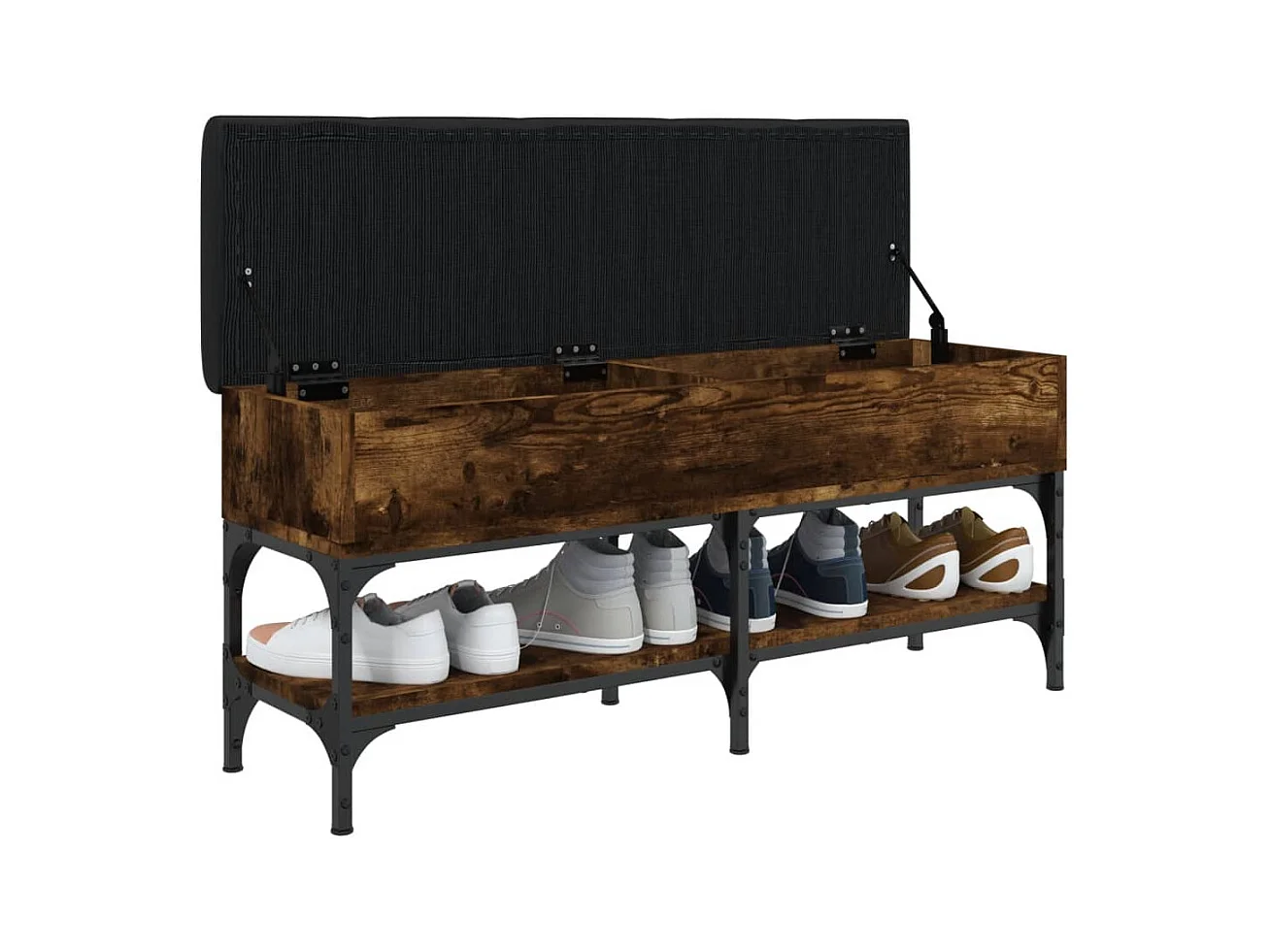 Banco zapatero roble ahumado 102x32x45 cm madera de ingeniería