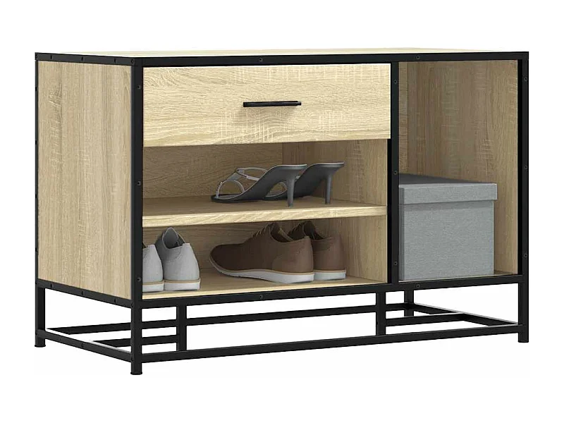 Banc à chaussures chêne sonoma bois d'ingénierie et métal
