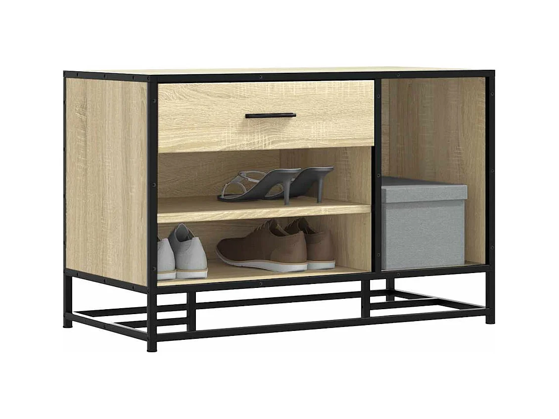 Banc à chaussures chêne sonoma bois d'ingénierie et métal