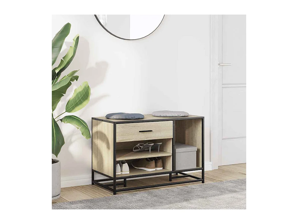 Banc à chaussures chêne sonoma bois d'ingénierie et métal