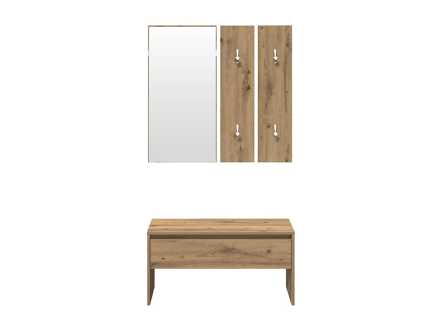 Set di mobili da ingresso in legno di quercia ingegnerizzato fatto a mano