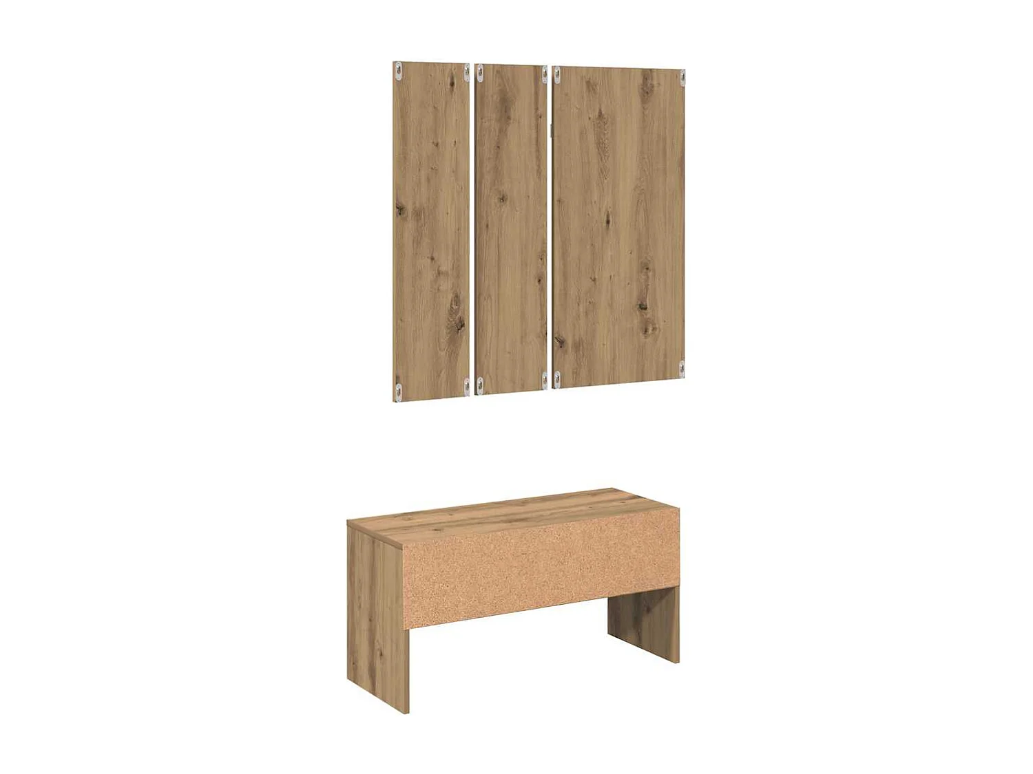 Set di mobili da ingresso in legno di quercia ingegnerizzato fatto a mano