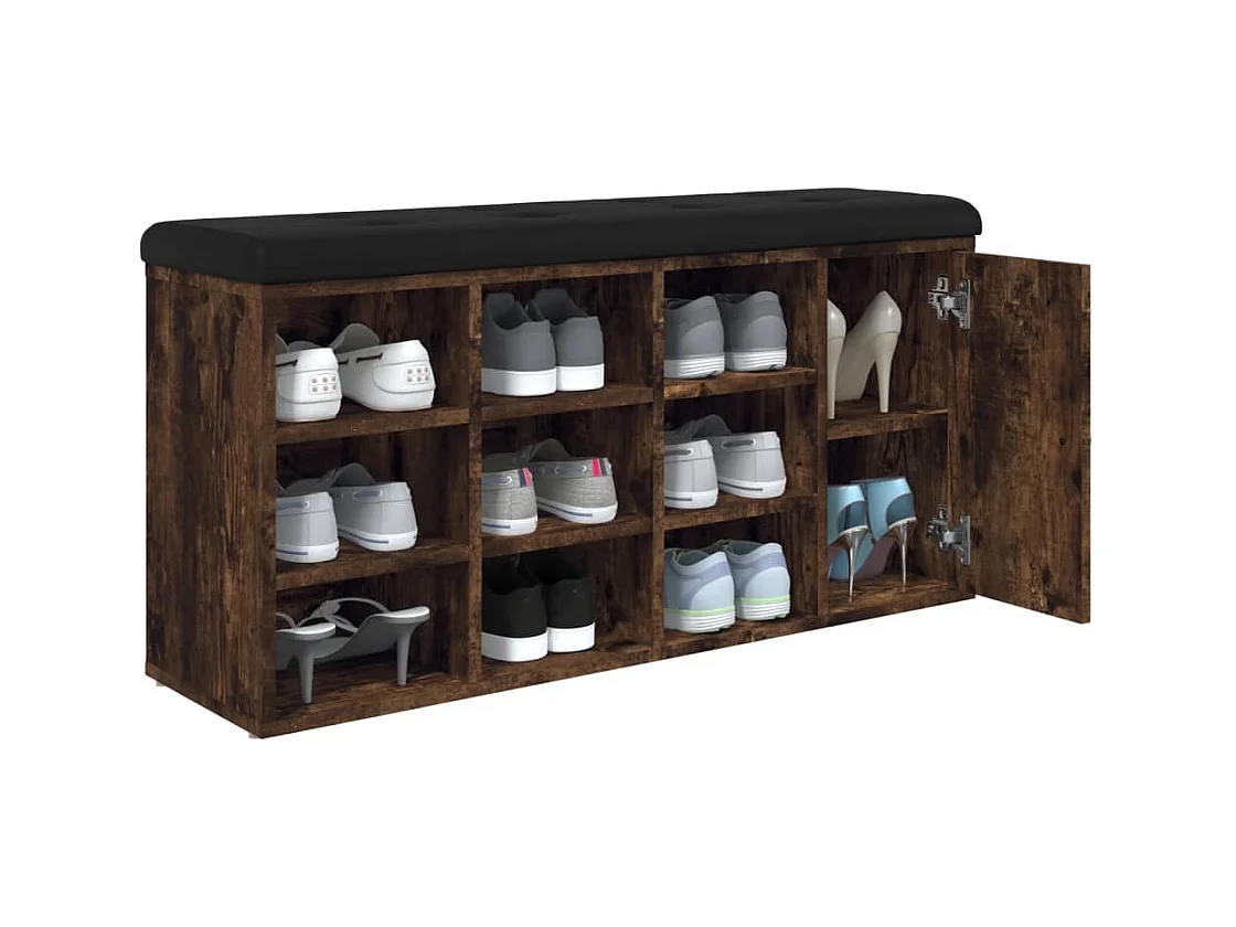 Panca portascarpe in rovere affumicato 102x32x50 cm in legno ingegnerizzato