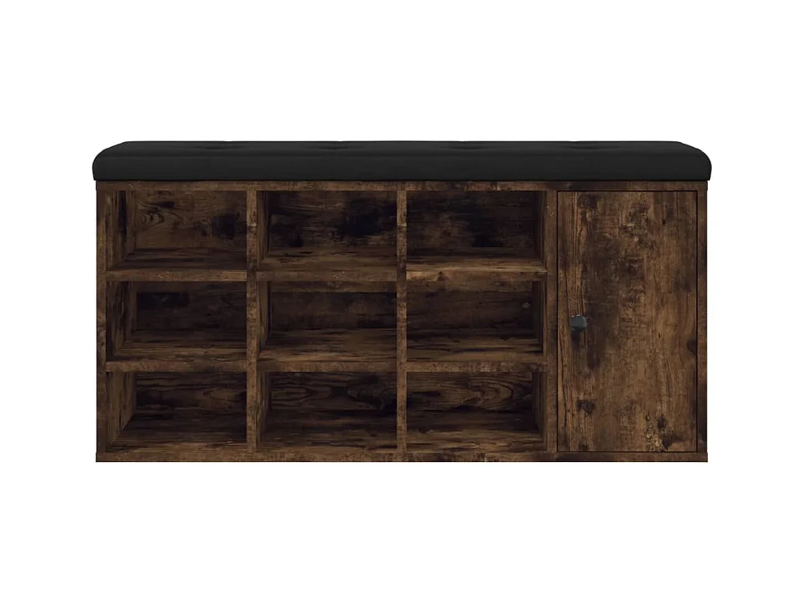Panca portascarpe in rovere affumicato 102x32x50 cm in legno ingegnerizzato