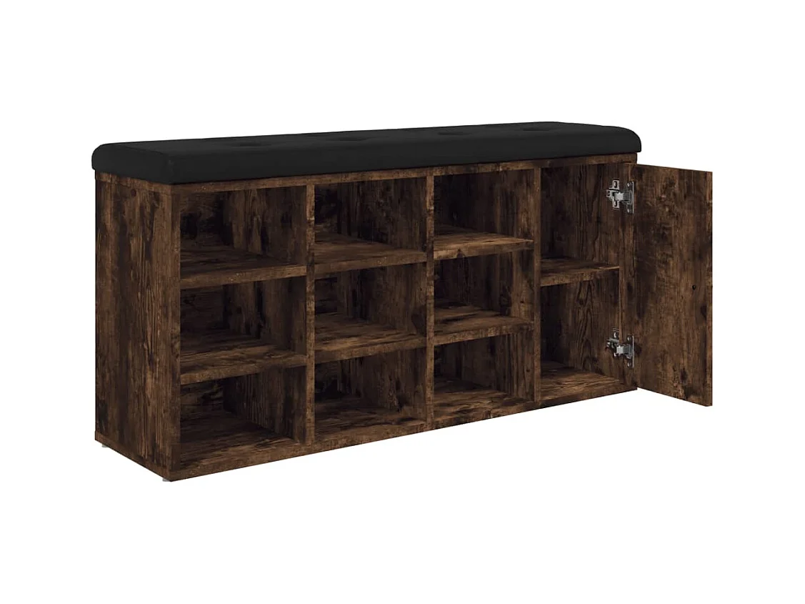Panca portascarpe in rovere affumicato 102x32x50 cm in legno ingegnerizzato