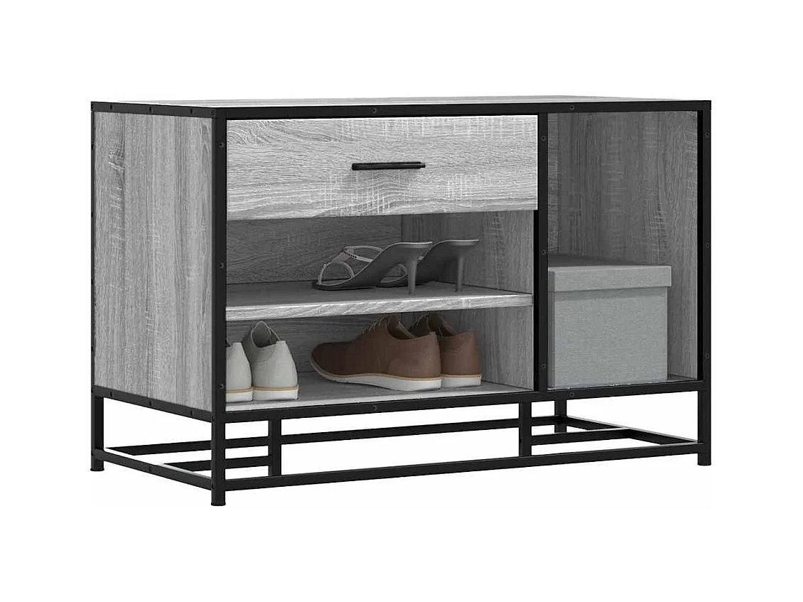 Banc à chaussures sonoma gris bois d'ingénierie et métal