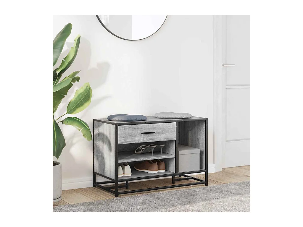 Banc à chaussures sonoma gris bois d'ingénierie et métal