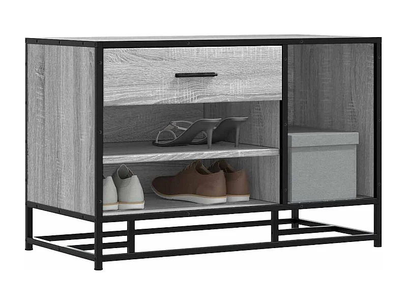 Banc à chaussures sonoma gris bois d'ingénierie et métal