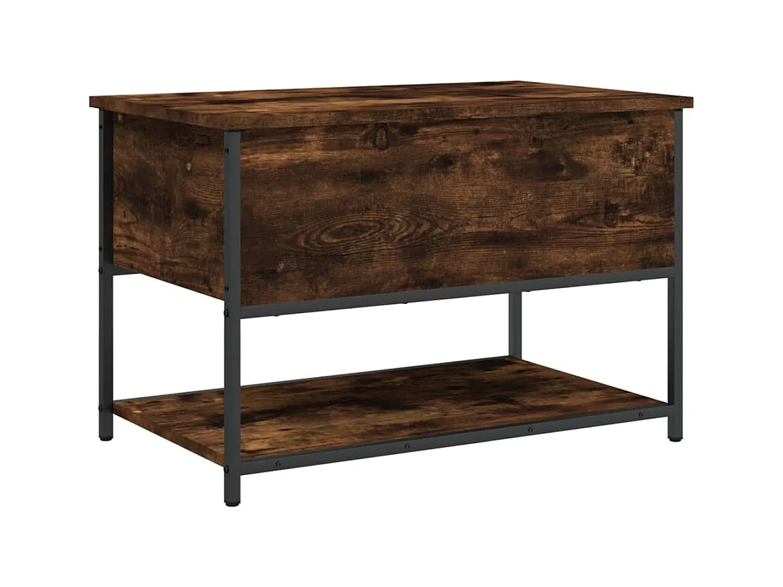 Sitzbank mit Stauraum aus geräucherter Eiche, 70 x 42,5 x 47 cm, Holzwerkstoff