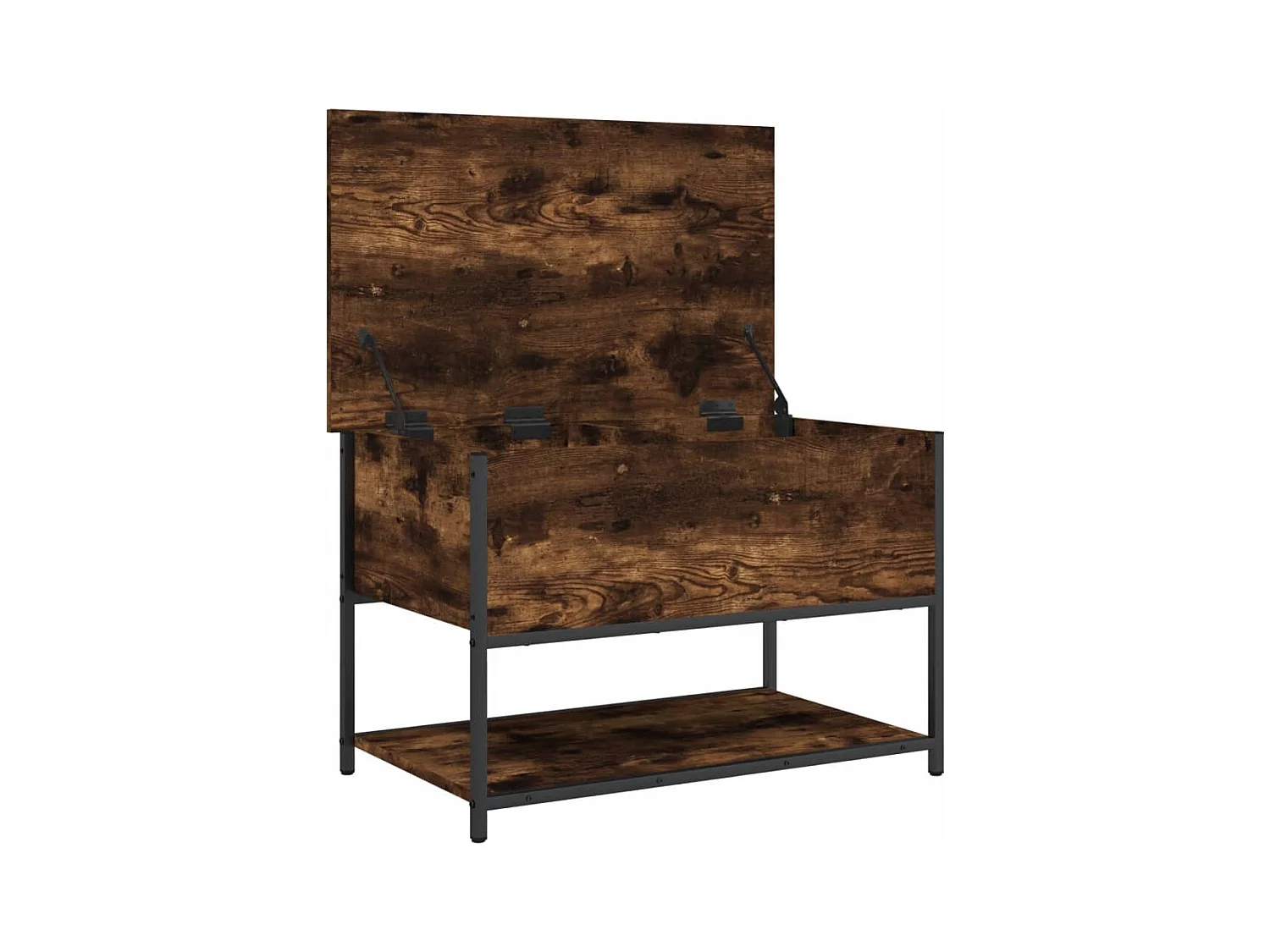 Sitzbank mit Stauraum aus geräucherter Eiche, 70 x 42,5 x 47 cm, Holzwerkstoff