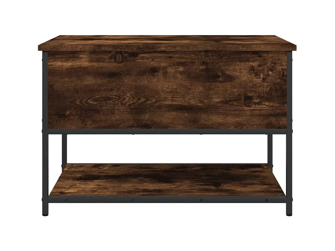 Sitzbank mit Stauraum aus geräucherter Eiche, 70 x 42,5 x 47 cm, Holzwerkstoff