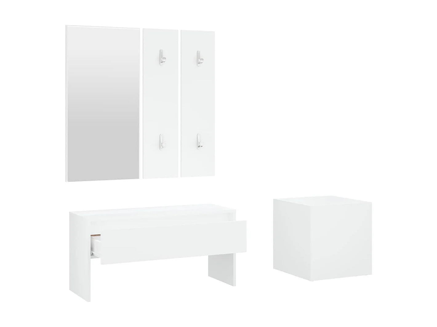 Set di mobili per corridoio in legno ingegnerizzato bianco