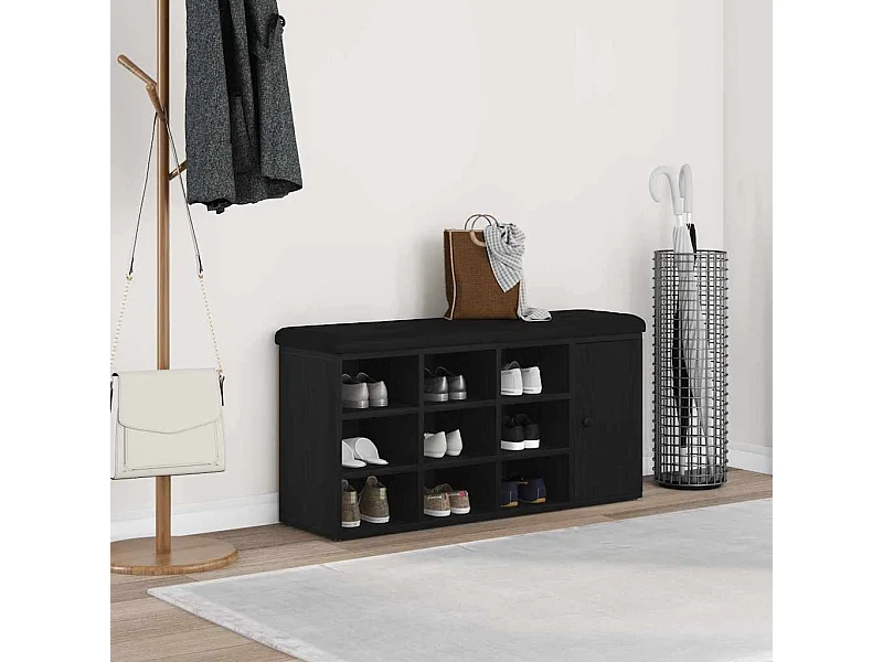 Banc à chaussures Noir 100 x 30 x 48 cm Bois d'ingénierie