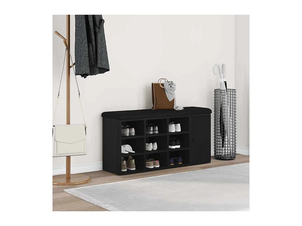 Banc à chaussures Noir 100 x 30 x 48 cm Bois d'ingénierie